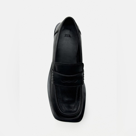 Zara Square Toe Leather Loafers Size 6.5(37) - Picture 4 of 12